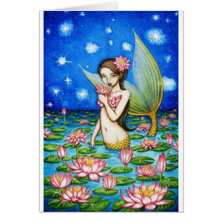 Cartão Sereia do lírio da luz das estrelas