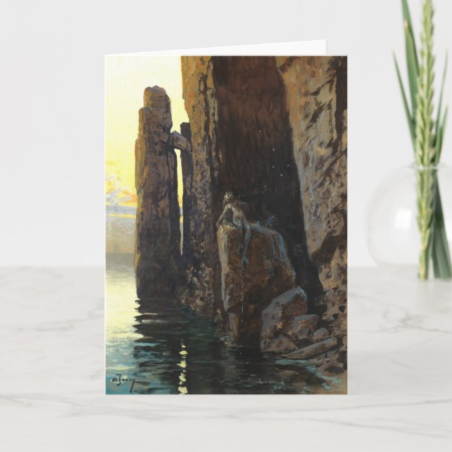 Cartão Sereia do Mar Costeiro Bare e Desejos de Escondida (Frente)