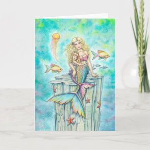Cartão Sereia e Filha Fantasia Arte de Molly Harrison