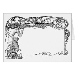 Cartão Sereia e gaivotas