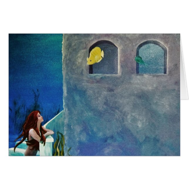 Cartão Sereia e Peixes no Castelo Submarino (Frente Horizontal)