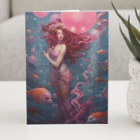 Sereia Pintando Balões de Aniversário Rosa