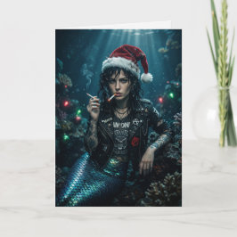Cartão Sereia Punk Natal Cigarro Sarcasmo Natal