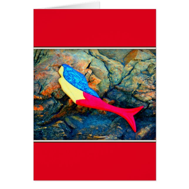 Cartão sereia vermelha e azul (Frente)