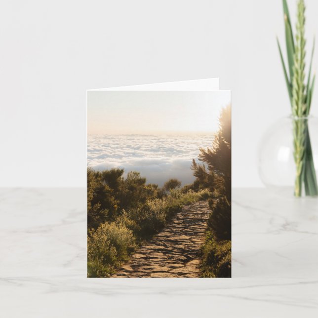 Cartão Serene path above the clouds with golden sunrise (Frente)