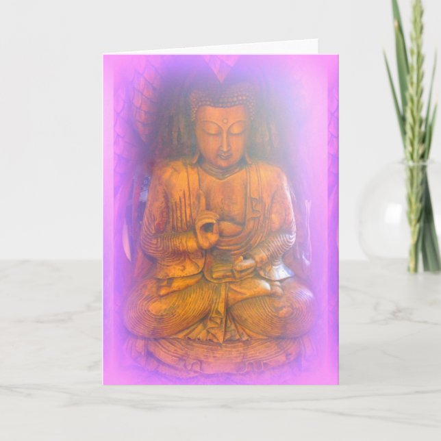 Cartão Serene purple aura buddha greeting card (Frente)