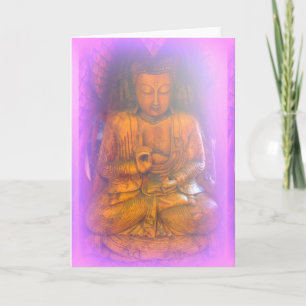 Cartão Serene purple aura buddha greeting card