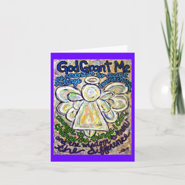 Cartão Serenity Prayer Angel Art Note ou Greeting Card (Frente)