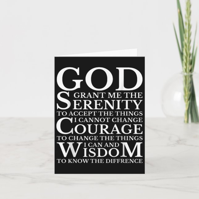 Cartão Serenity Prayer Na Aa Sober Recovery  (Frente)