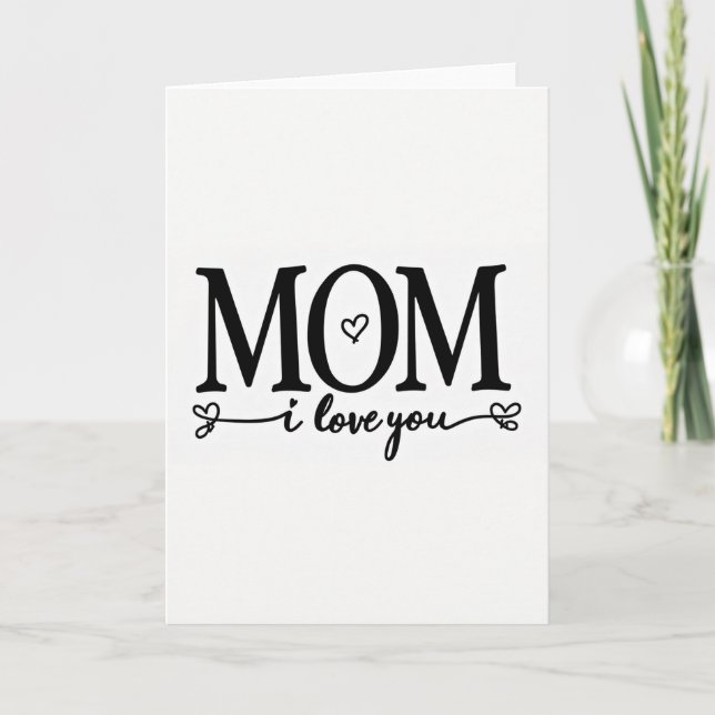 Cartão Serif Mom Coração Script Card (Frente)