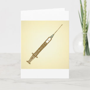 Cartão Seringa Vintage Medicamento Saúde Esboço