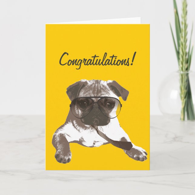 Cartão Serious Pug Congratulations Greeting Card (Frente)