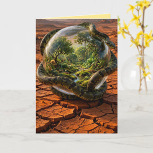 Cartão Serpente & a Orbe do Éden Paisagem Surrealista de 
