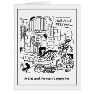 Cartão Serviço de Igreja do Festival de Colheita com Org