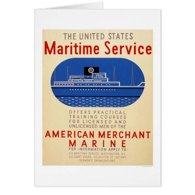 Cartão Serviço marítimo - vista lateral do navio - WPA (Frente)