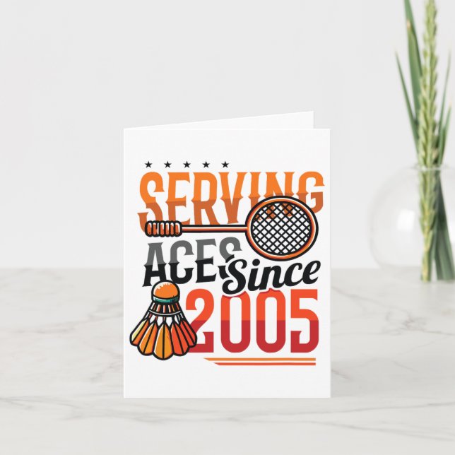 Cartão Servindo Aces Desde 2005 Badminton Lover 20 (Frente)