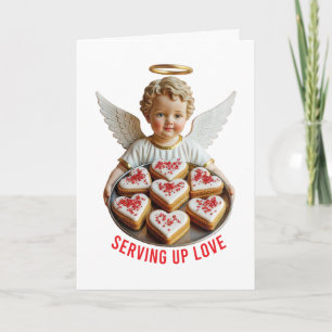 Cartão Servindo Amor Chic Valentine Vintage Chef Querubim