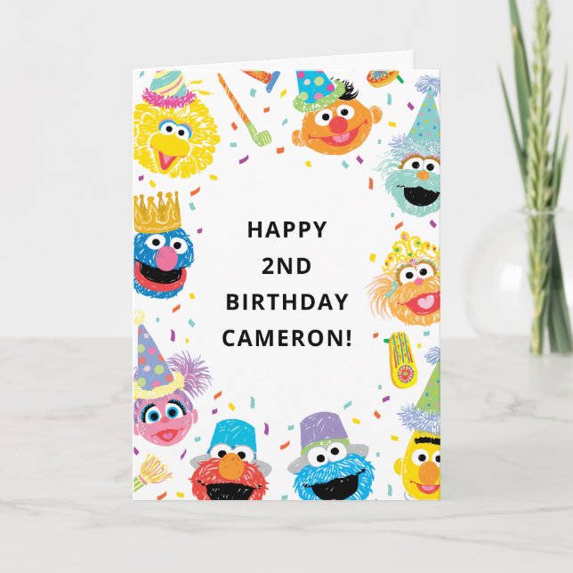 Cartão Sesame Street Confetes Feliz Aniversário (Frente)
