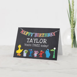 Cartão Sesame Street Pals Chalkboard Rainbow Aniversário