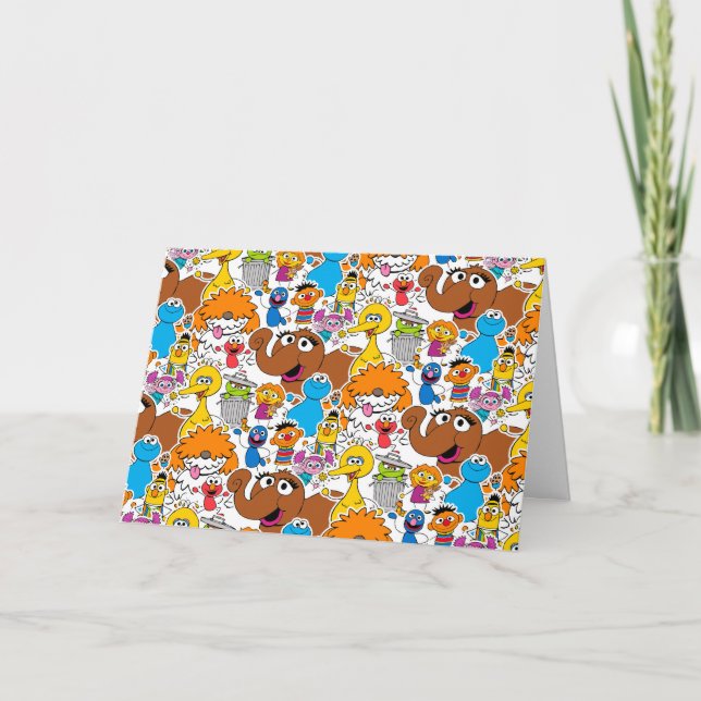 Cartão Sesame Street Pals Doodley Patterno (Frente)