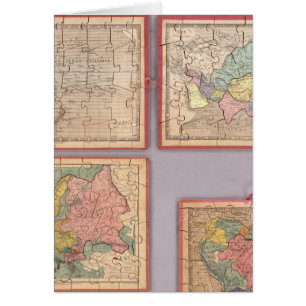 Cartão Sete Mapas Quebra-cabeça do Mundo
