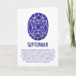 Cartão Setembro Birthstone Sapphire Birthday Watercolor