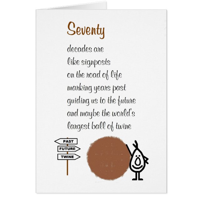 Cartão Setenta - um poema engraçado de setenta e poucos a (Frente)