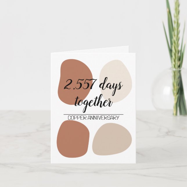 Cartão Sétimo aniversário do casamento da 7 moderna (Frente)