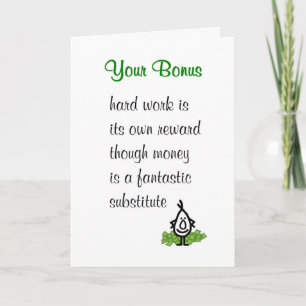 Cartão Seu Bônus - um poema engraçado para acompanhar um