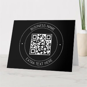 Cartão Seu código QR & Texto Editável Preto & Branco