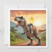 Seu filho andando de T-rex, coloque meu rosto no c