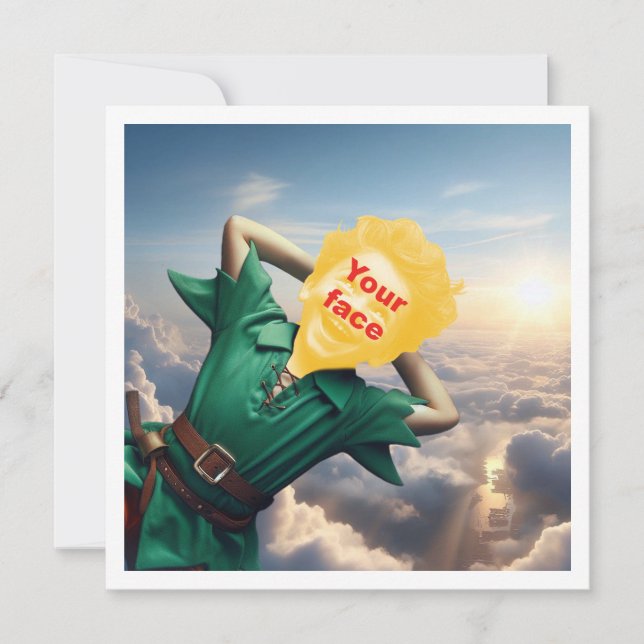 Cartão Seu filho como Peter Pan voando alto, conto de fad (Frente)