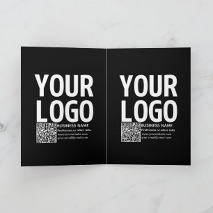 Cartão Seu logotipo c/ código QR editável & Texto