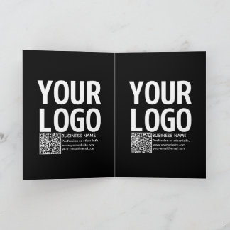 Cartão Seu logotipo c/ código QR editável & Texto