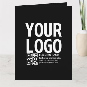 Cartão Seu logotipo com código QR e texto editáveis