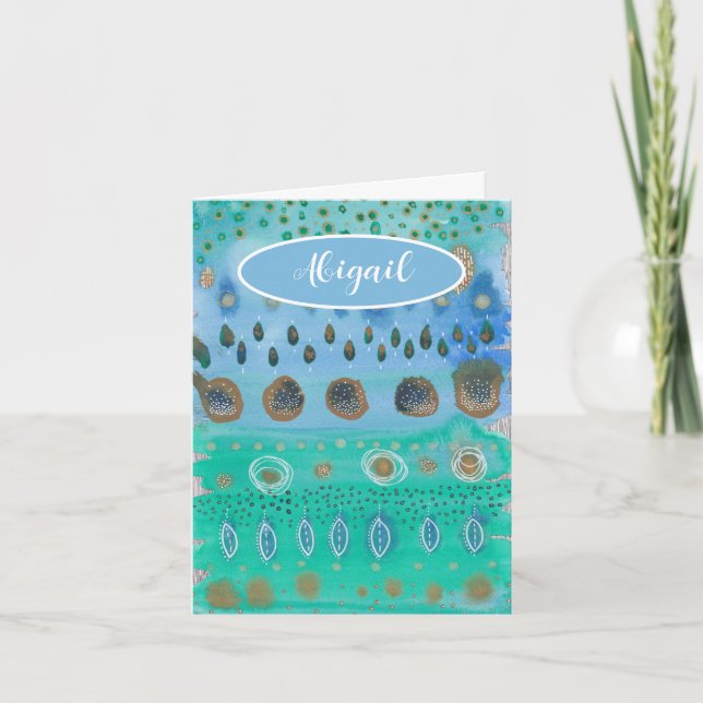 Cartão Seu nome na linda abstrato de aquarela não (Frente)