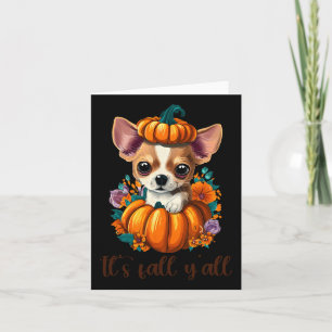 Cartão Seu Outono Cute Floral Abóbora Chihuahua Hallo