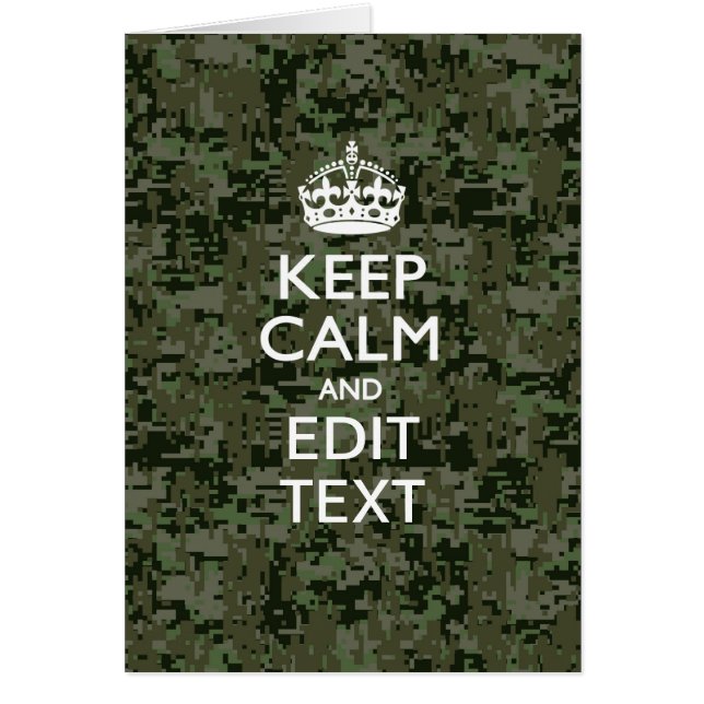 Cartão Seu próprio texto Camo digital Woodland mantenha-s (Frente)