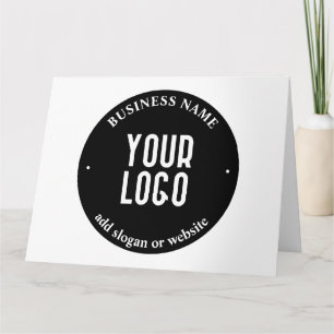 Cartão Seu texto e logotipo carregado   Preto e Branco ed