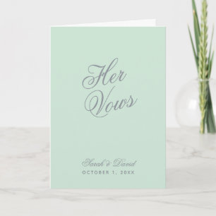 Cartão Seus Voos Mint Green Simple Weding Vow Book