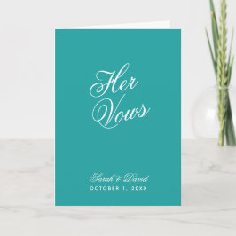 Cartão Seus Votos Livro de Votos de Casamento Azul Turque