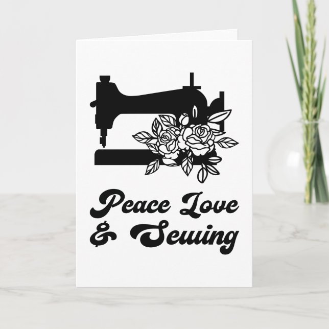 Cartão Sewing - Peace Love & Sewing (Frente)