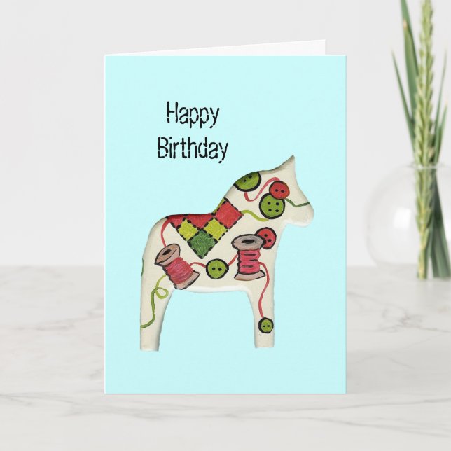 Cartão Sewing Theme Birthday Card (Frente)