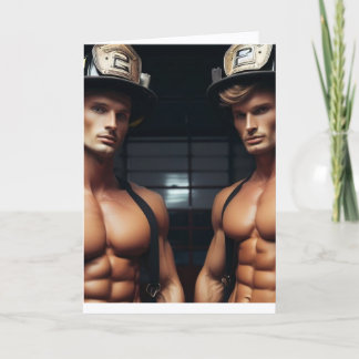 Cartão SEXY HUNK FIREFIGHTERS HOT BIRTHDAY GREETING Card