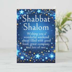 Cartão Shabbat Shalom, Estrelas Brilhantes, Desejos de Ou