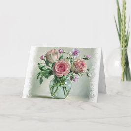 Cartão Shabby Chic Pink Rose Vintage Floral Blank Card