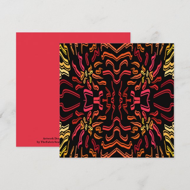 Cartão Shades Of Orange Red Yellow Ribbon Design (Frente/Verso)