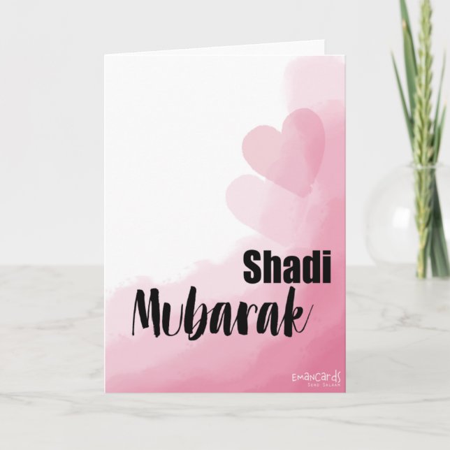 Cartão Shadi Mubarak - Corações Cor-de-Rosa (Frente)