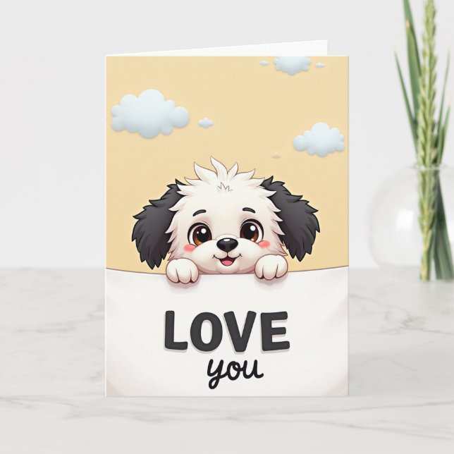 Cartão Shaggy Puppy Love You Card (Frente)
