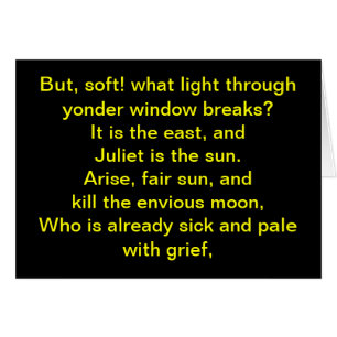 Cartão Shakespeare:  Juliet é o sol
